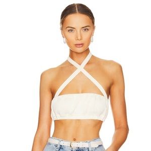 NWT WeWoreWhat Halter Tie Top in Ivory
